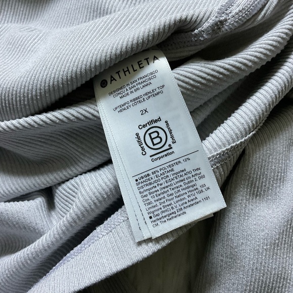 Athleta Uptempo Ribbed Henley Top in Light Grey - Picture 3 of 4